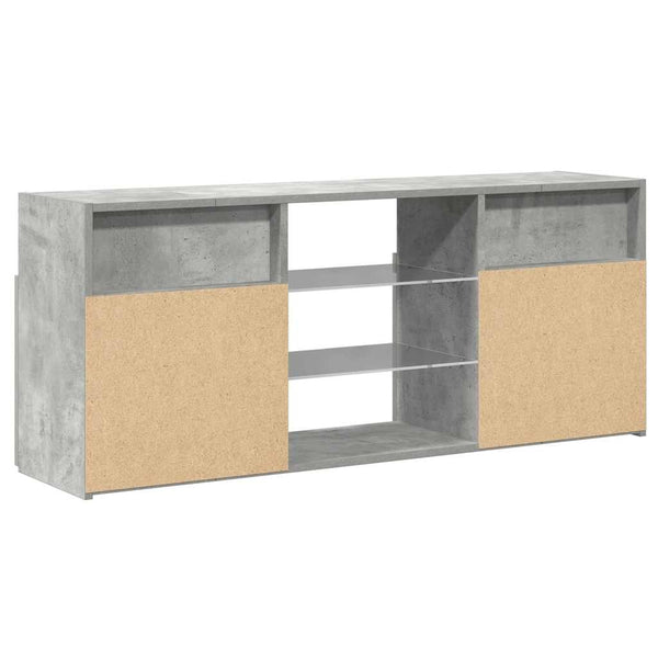 Betongraues TV-Board Zornia 120x30x50cm mit LED-Beleuchtung