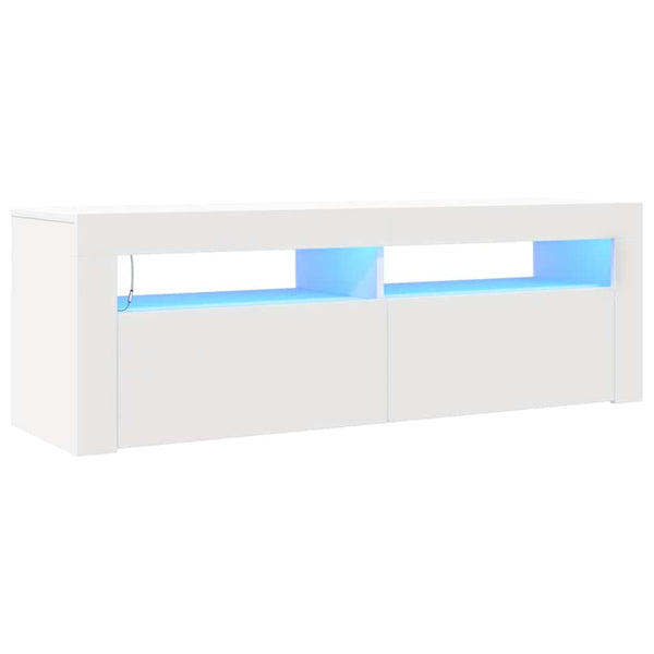 Weißer TV-Schrank mit LED-Beleuchtung Nunut 120x35x40cm