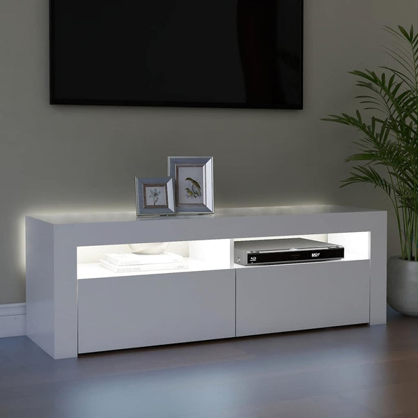 Weißer TV-Schrank mit LED-Beleuchtung Nunut 120x35x40cm