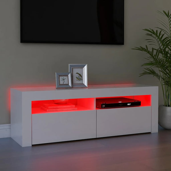 Weißer TV-Schrank mit LED-Beleuchtung Nunut 120x35x40cm