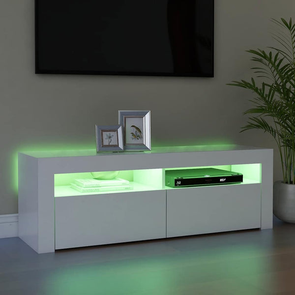Weißer TV-Schrank mit LED-Beleuchtung Nunut 120x35x40cm