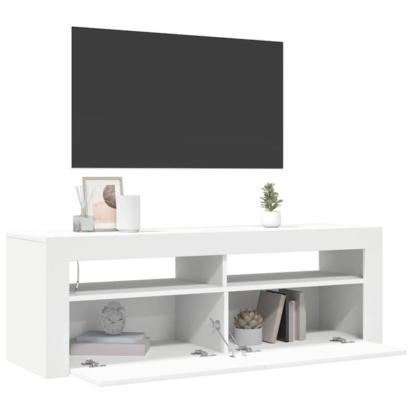 Weißer TV-Schrank mit LED-Beleuchtung Nunut 120x35x40cm
