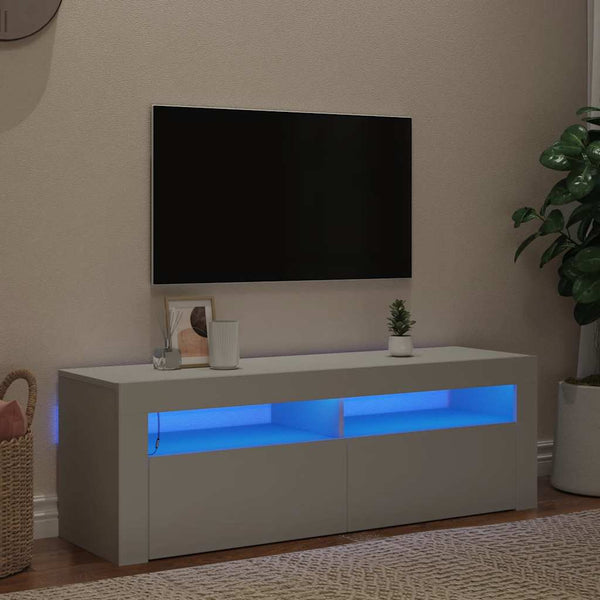 Weißer TV-Schrank mit LED-Beleuchtung Nunut 120x35x40cm