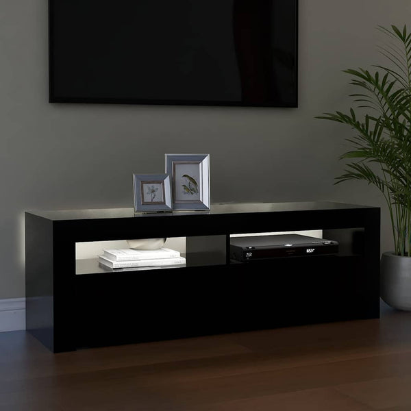 Schwarzer TV-Schrank mit LED-Beleuchtung Nunut 120x35x40cm