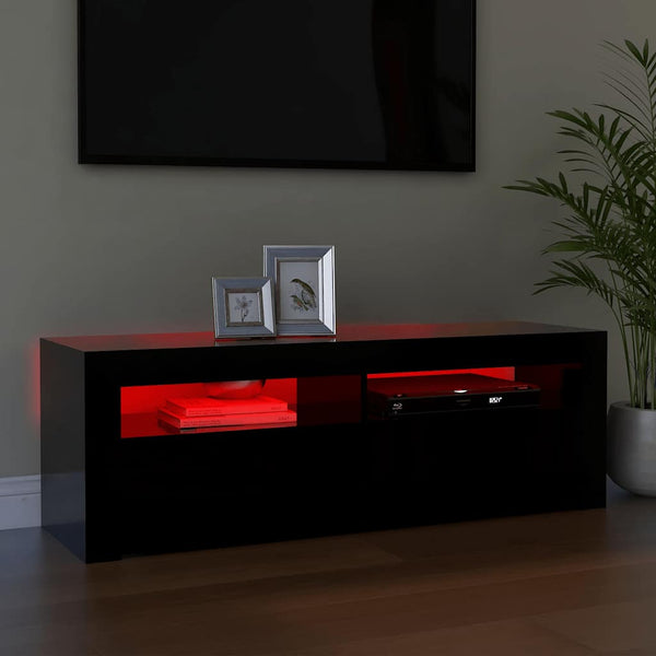 Schwarzer TV-Schrank mit LED-Beleuchtung Nunut 120x35x40cm
