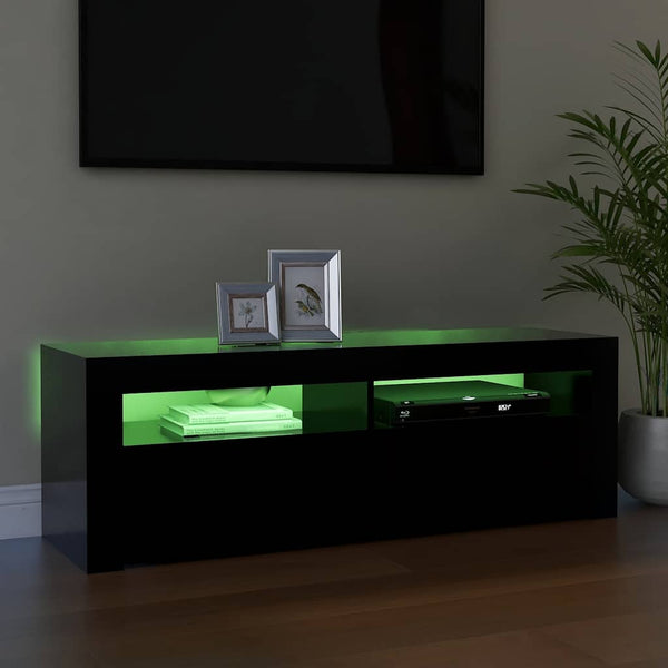 Schwarzer TV-Schrank mit LED-Beleuchtung Nunut 120x35x40cm
