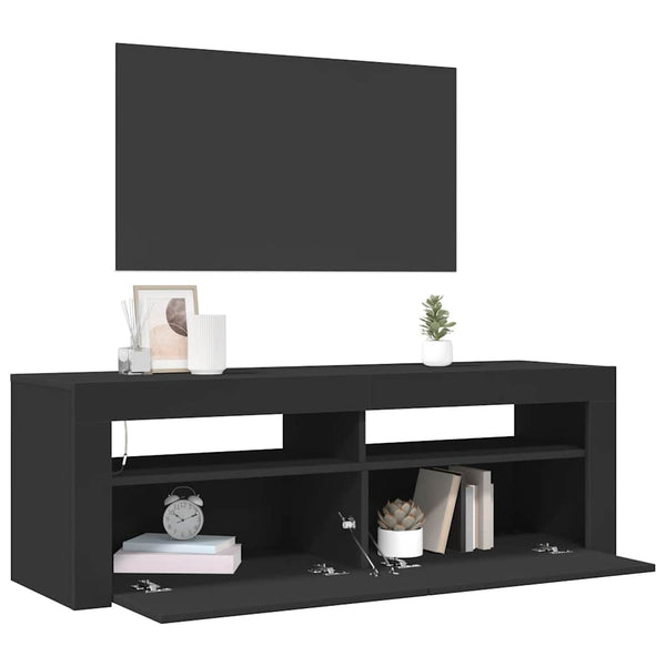 Schwarzer TV-Schrank mit LED-Beleuchtung Nunut 120x35x40cm