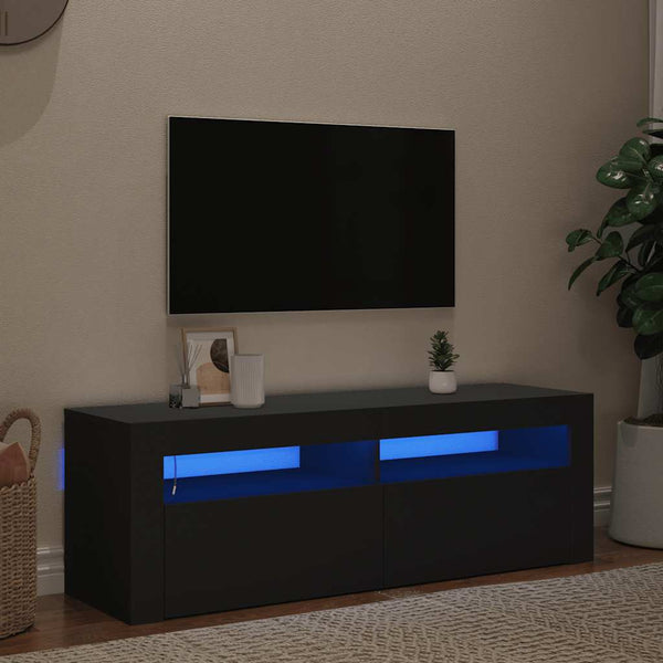 Schwarzer TV-Schrank mit LED-Beleuchtung Nunut 120x35x40cm