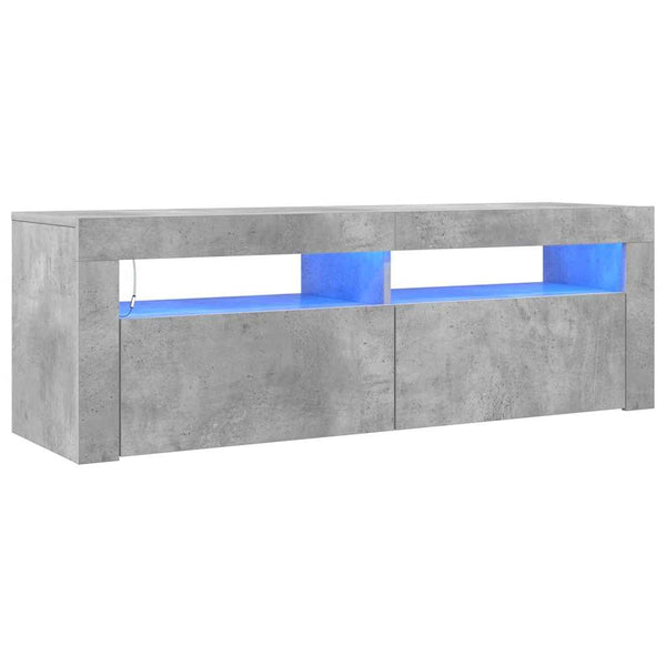 Betongraues TV-Board mit LED-Beleuchtung Nunut 120x35x40cm