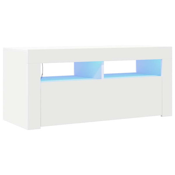 Weißes TV-Lowboard Sanaa mit LED-Beleuchtung 90x35x40cm