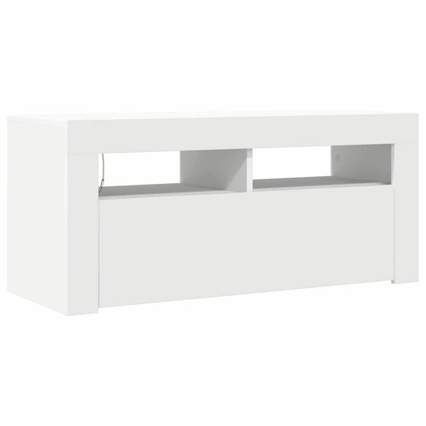 Weißes TV-Lowboard Sanaa mit LED-Beleuchtung 90x35x40cm
