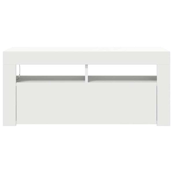 Weißes TV-Lowboard Sanaa mit LED-Beleuchtung 90x35x40cm