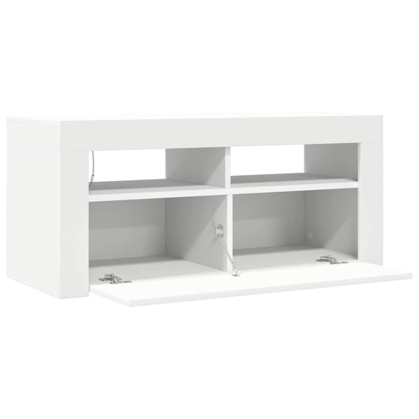 Weißes TV-Lowboard Sanaa mit LED-Beleuchtung 90x35x40cm