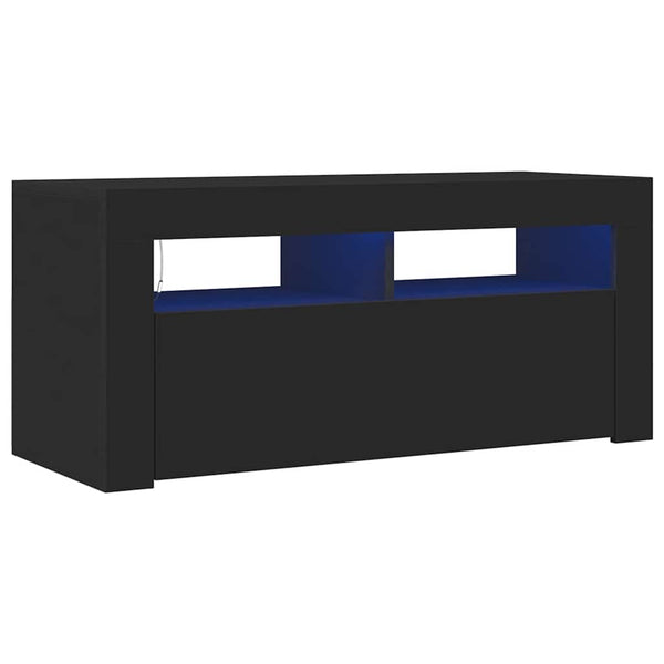Schwarzer TV-Schrank mit LED-Beleuchtung Sanaa 90x35x40cm