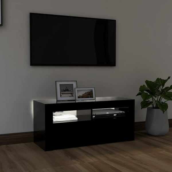 Schwarzer TV-Schrank mit LED-Beleuchtung Sanaa 90x35x40cm