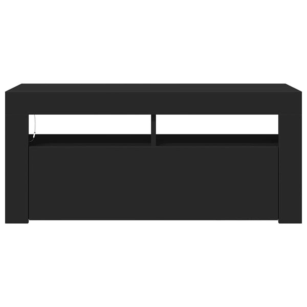 Schwarzer TV-Schrank mit LED-Beleuchtung Sanaa 90x35x40cm