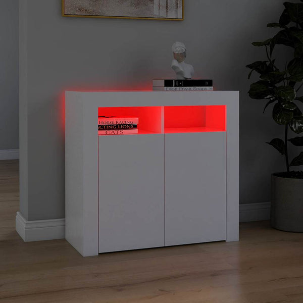 Weißes Panaghia Sideboard mit LED-Beleuchtung 80x35x75cm