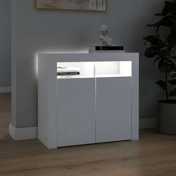 Weißes Panaghia Sideboard mit LED-Beleuchtung 80x35x75cm