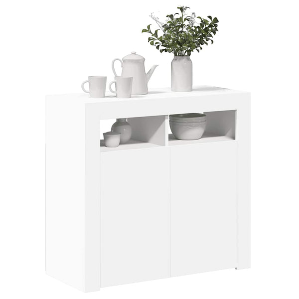 Weißes Panaghia Sideboard mit LED-Beleuchtung 80x35x75cm