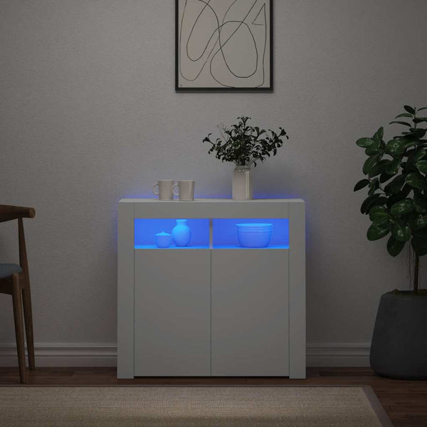 Weißes Panaghia Sideboard mit LED-Beleuchtung 80x35x75cm
