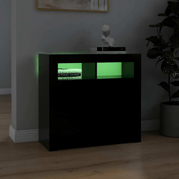 Schwarze Kommode mit LED-Beleuchtung Panaghia 80x35x75cm