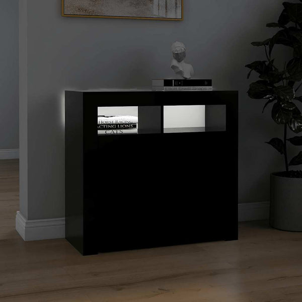 Schwarze Kommode mit LED-Beleuchtung Panaghia 80x35x75cm