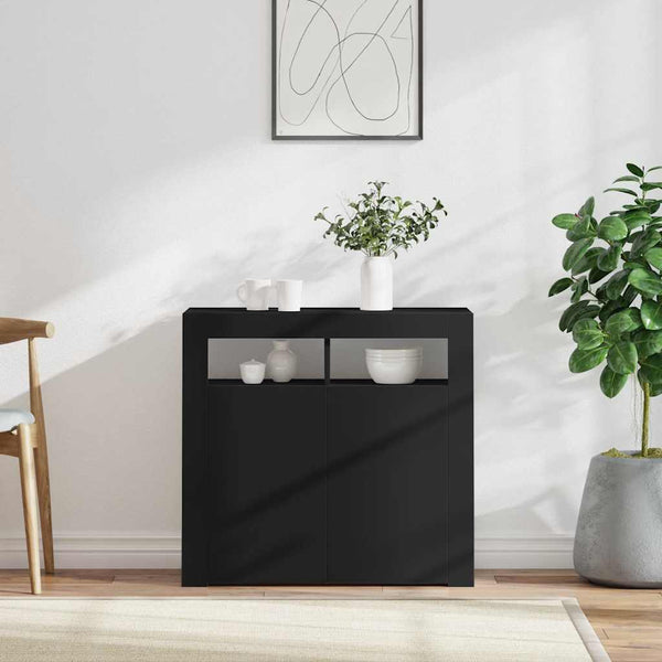 Schwarze Kommode mit LED-Beleuchtung Panaghia 80x35x75cm