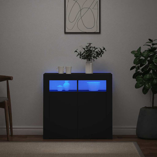 Schwarze Kommode mit LED-Beleuchtung Panaghia 80x35x75cm