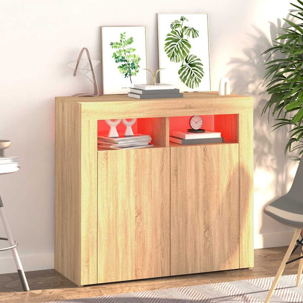 Kommode Sonoma-Eiche mit LED-Beleuchtung Panaghia 80x35x75cm