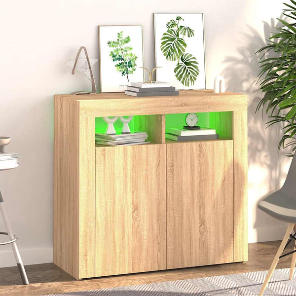 Kommode Sonoma-Eiche mit LED-Beleuchtung Panaghia 80x35x75cm