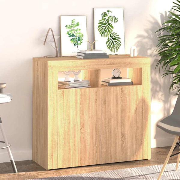 Kommode Sonoma-Eiche mit LED-Beleuchtung Panaghia 80x35x75cm