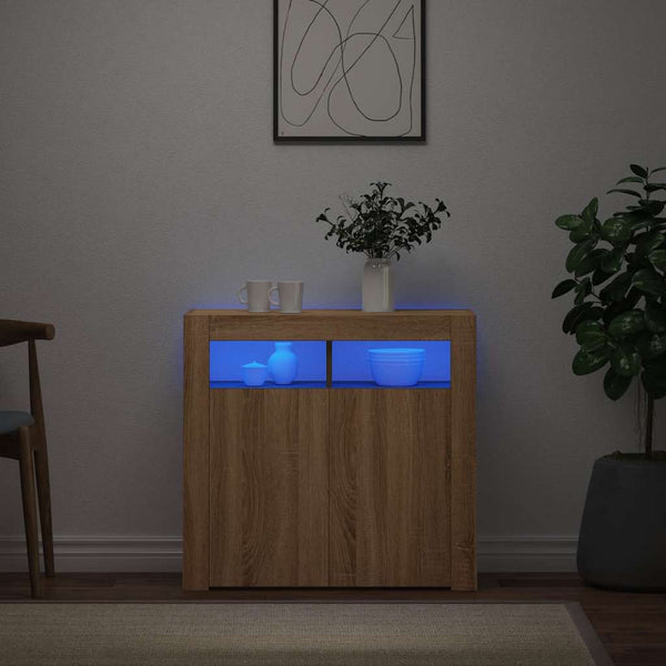 Kommode Sonoma-Eiche mit LED-Beleuchtung Panaghia 80x35x75cm