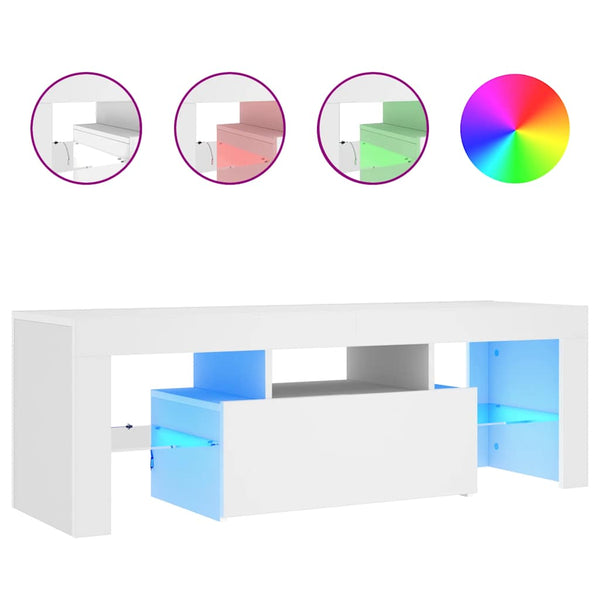 Valkoinen tv-taso led-valoilla Lupeanu 120x35x40cm