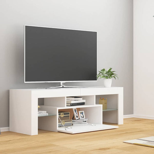 Valkoinen tv-taso led-valoilla Lupeanu 120x35x40cm