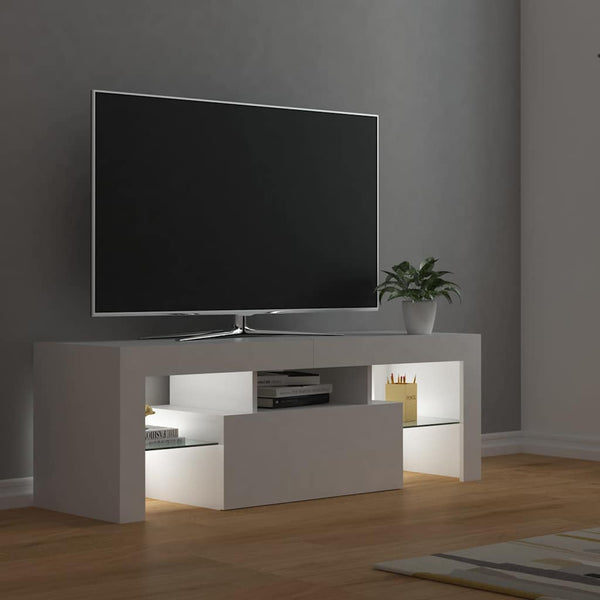 Valkoinen tv-taso led-valoilla Lupeanu 120x35x40cm