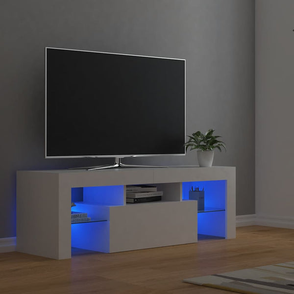 Valkoinen tv-taso led-valoilla Lupeanu 120x35x40cm