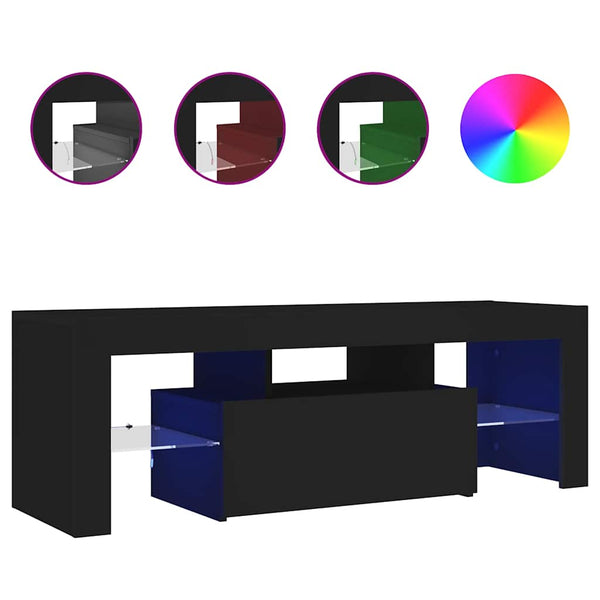 Schwarzer TV-Schrank mit LED-Beleuchtung Lupeanu 120x35x40cm