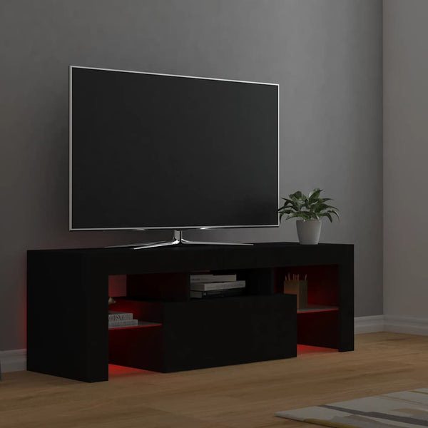 Schwarzer TV-Schrank mit LED-Beleuchtung Lupeanu 120x35x40cm