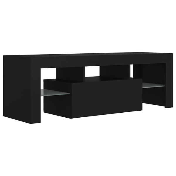Schwarzer TV-Schrank mit LED-Beleuchtung Lupeanu 120x35x40cm