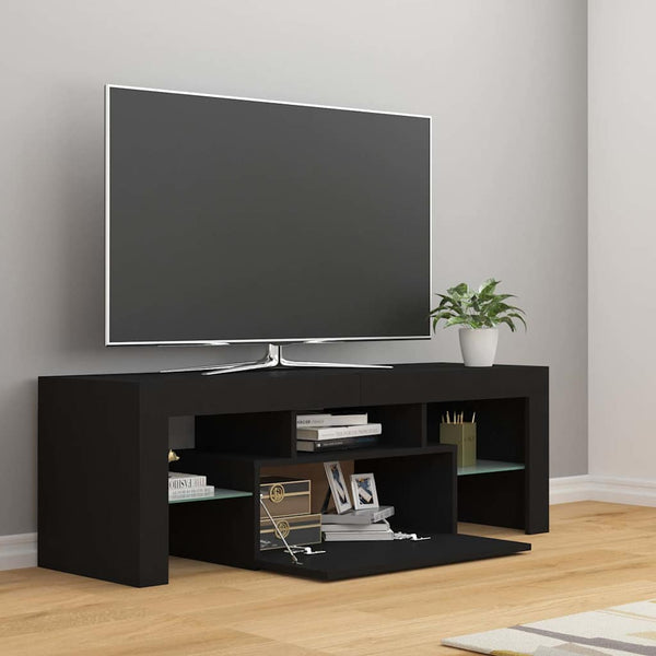 Schwarzer TV-Schrank mit LED-Beleuchtung Lupeanu 120x35x40cm