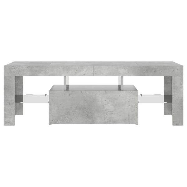 Betongrauer TV-Ständer mit LED-Beleuchtung Lupeanu 120x35x40cm
