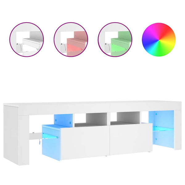 Weißes TV-Lowboard mit LED-Beleuchtung Grozdana 140x36,5x40cm