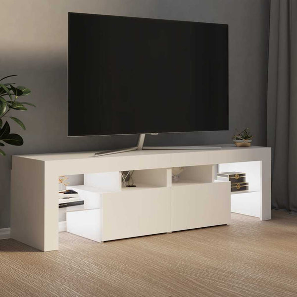 Weißes TV-Lowboard mit LED-Beleuchtung Grozdana 140x36,5x40cm