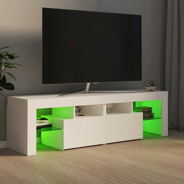 Weißes TV-Lowboard mit LED-Beleuchtung Grozdana 140x36,5x40cm