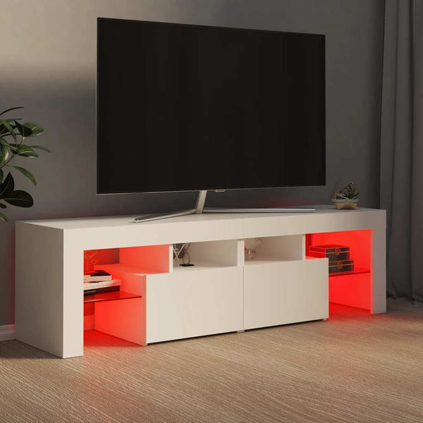 Weißes TV-Lowboard mit LED-Beleuchtung Grozdana 140x36,5x40cm
