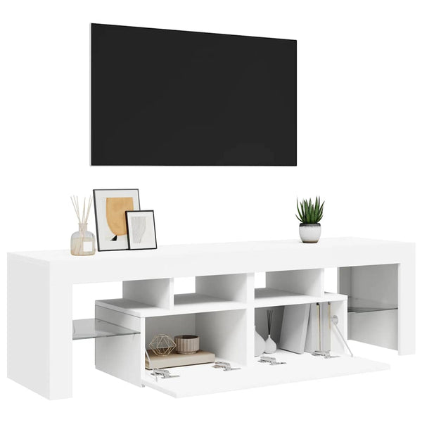 Weißes TV-Lowboard mit LED-Beleuchtung Grozdana 140x36,5x40cm