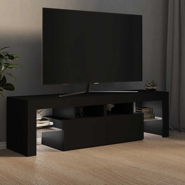 Schwarzer TV-Schrank mit LED-Beleuchtung Grozdana 140x36,5x40cm