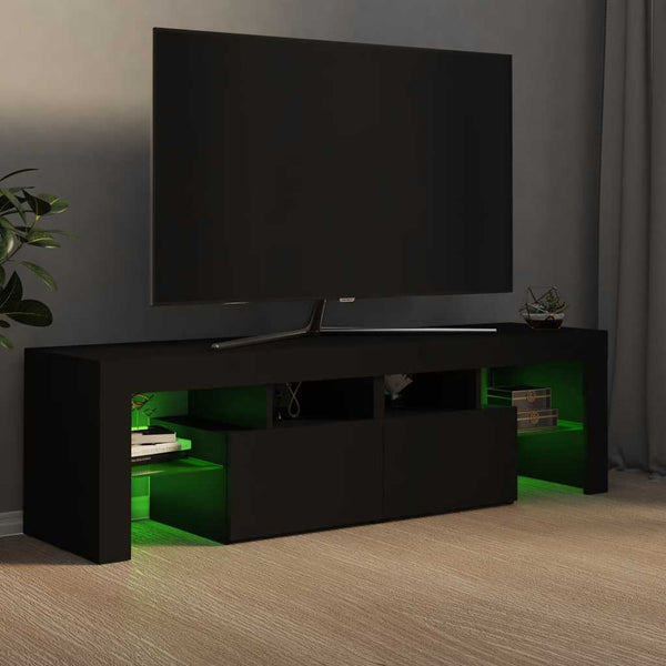 Schwarzer TV-Schrank mit LED-Beleuchtung Grozdana 140x36,5x40cm