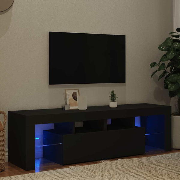 Schwarzer TV-Schrank mit LED-Beleuchtung Grozdana 140x36,5x40cm