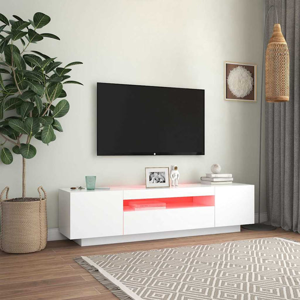 Valkoinen tv-taso led-valoilla Filantropia 160x35x40cm